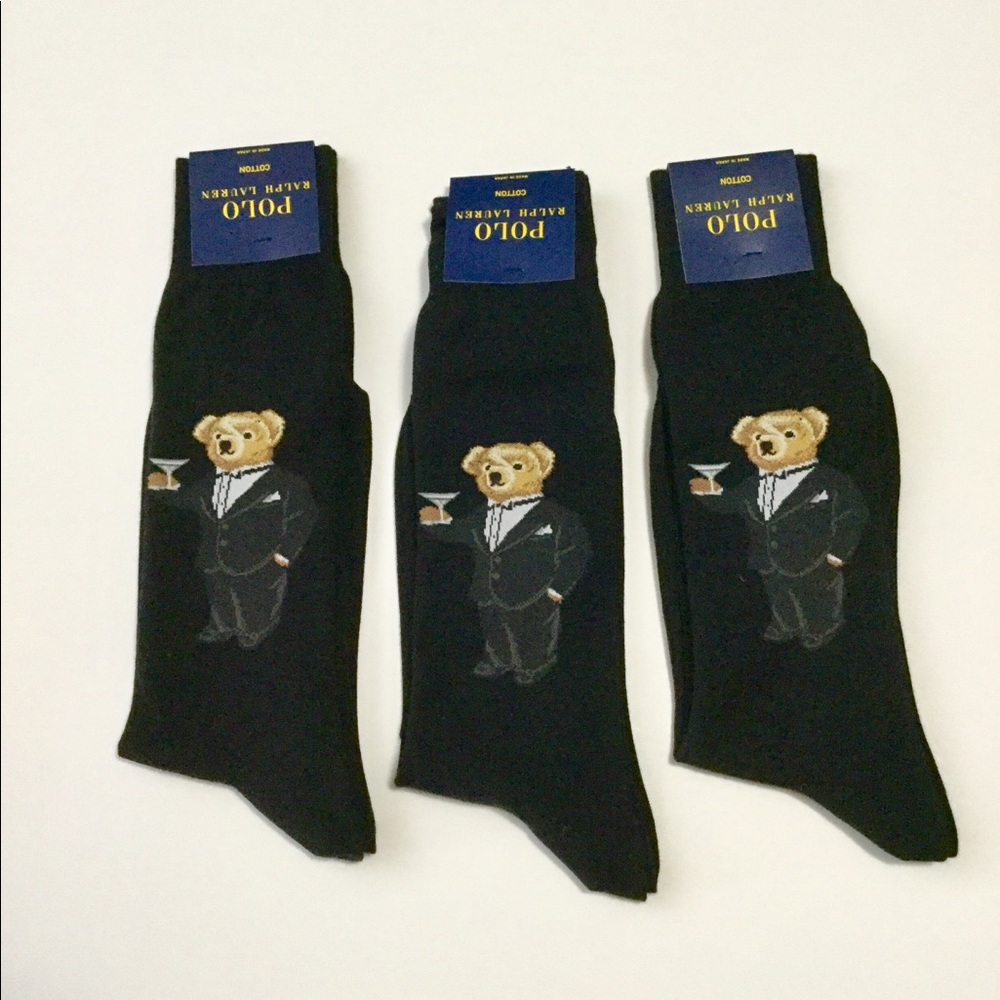 Iconic Polo Ralph Lauren Bear Sock. One pair.